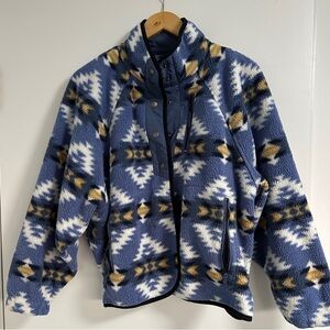 American Eagle Outfitters Blue and White Patterned Fleece Sz Small